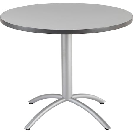 Iceberg CafeWorks Cafe/Breakroom Table, Gray Top, Silver Frame, 36 in Dia x 30 in H ICE65621